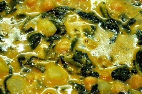 Aloo Palak, Spinat mit Kichererbsen